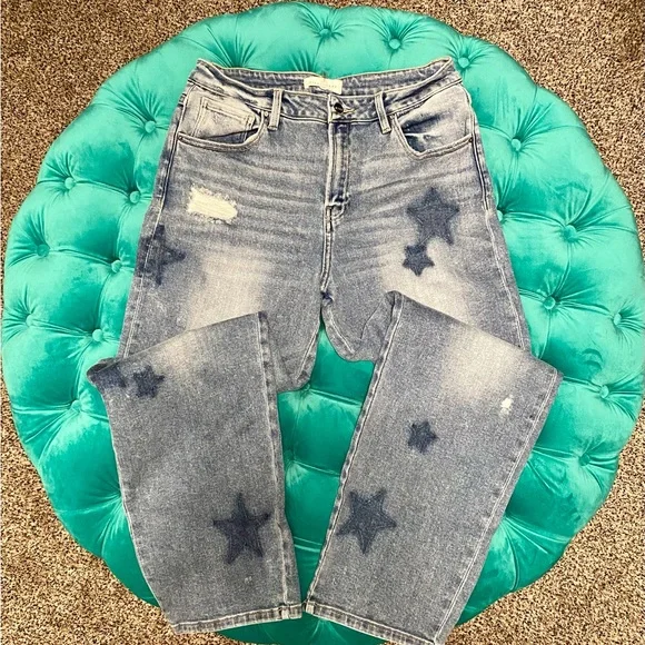 Women's Starry Blue Straight Leg Jeans - Picture 1 of 2